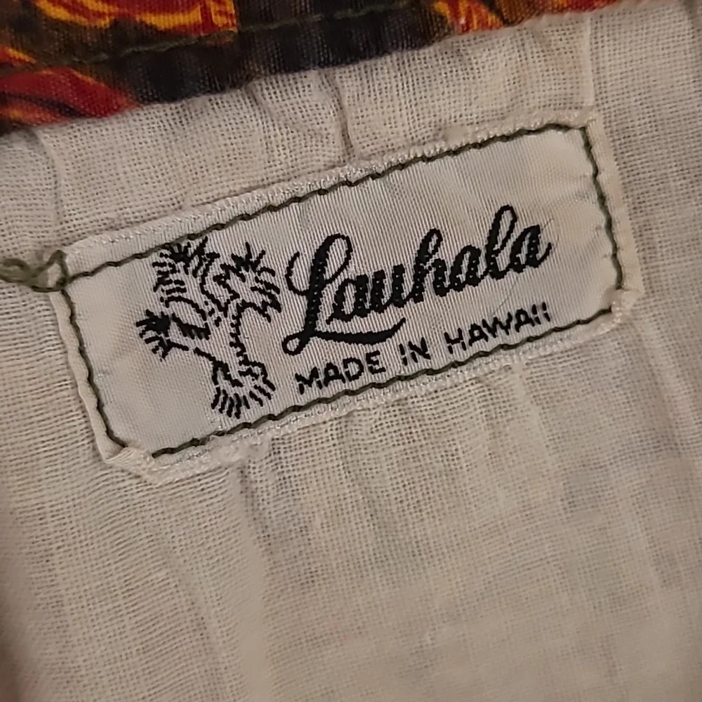 LAUHALA Hawaiian Brown Red Green Tiki 33 Mens Casual Board‎ Shorts RARE VTG 50s
